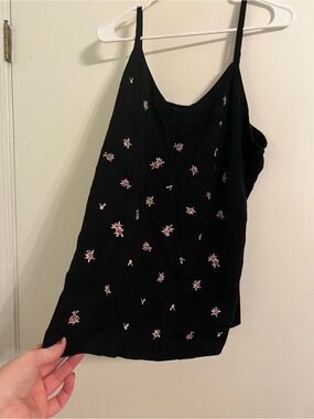 torrid Black Cami with Pink & White Floral Embroidery Size 4